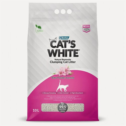 Изображение товара Cat's White Baby Powder наполнитель комкующийся для кошачьего туалета с ароматом детской присыпки - 10 л