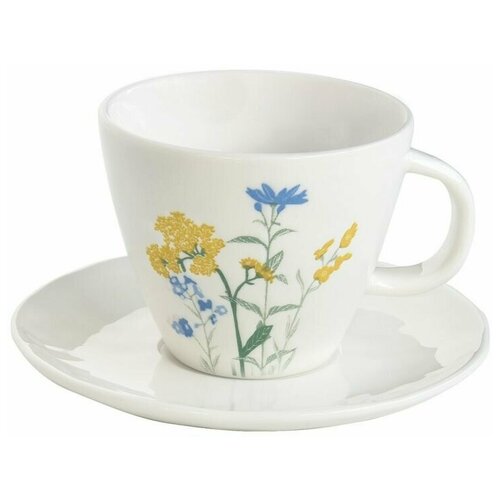 Чашка с блюдцем Луговые цветы. жёлтые. 0.25 л