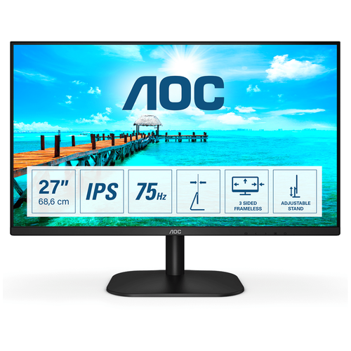 Монитор LCD 27'' 169 1920х1080FHD IPS, nonGLARE, 250cdm2, H178V178, 10001, 20M1, 16.7M, 4ms, VGA, DV