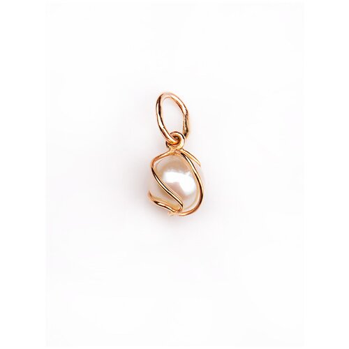 Подвеска в оплётке из золота с белым жемчугом