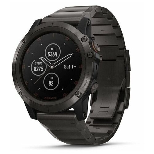 Часы GARMIN Fenix 5x Plus Sapphire Carbon Gray TitaniumDLC Titanium Band Часы GARMIN fenix 5x PlusSapph CrbnGray Ti wDLC Ti Bnd 010-01989-12 12584500₽