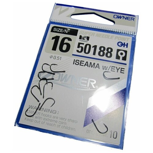 Крючок Owner 50188 Iseama № 16 крючки с колечком owner carp iseama x size 6 никель