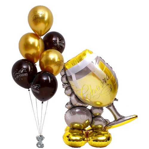 Набор шаров «С днём рождения», бокал, фольга, латекс, набор 7 шт.
