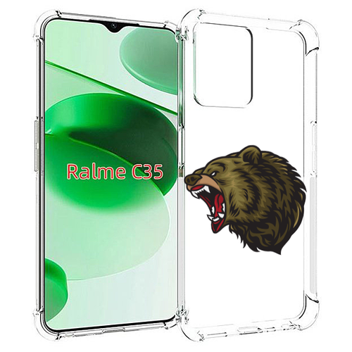 Чехол MyPads Голова-медведь для Realme C35 / Narzo 50A Prime задняя-панель-накладка-бампер