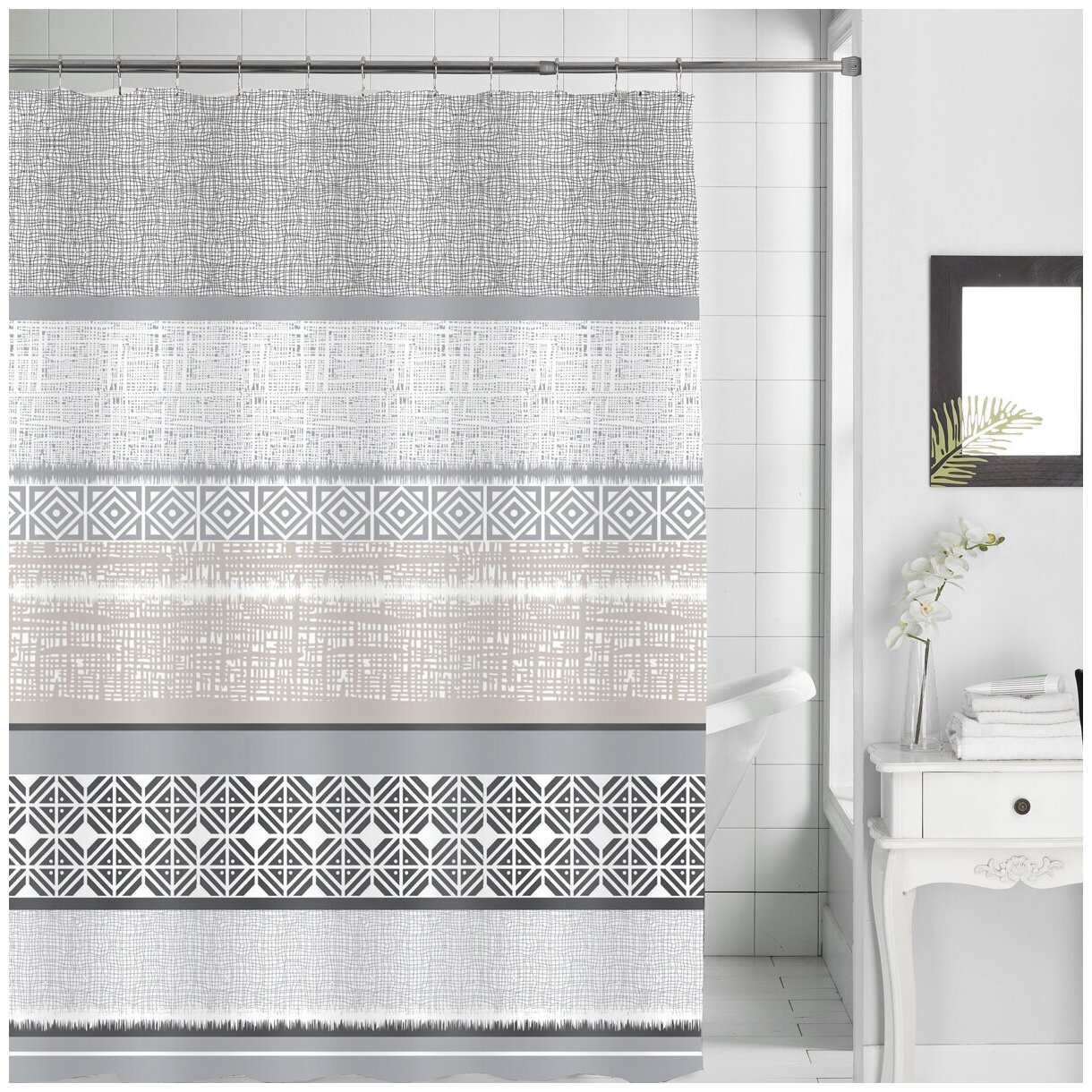 Штора для ванной Arya Cindy, полиэстер, размер 180X180, цвет серый