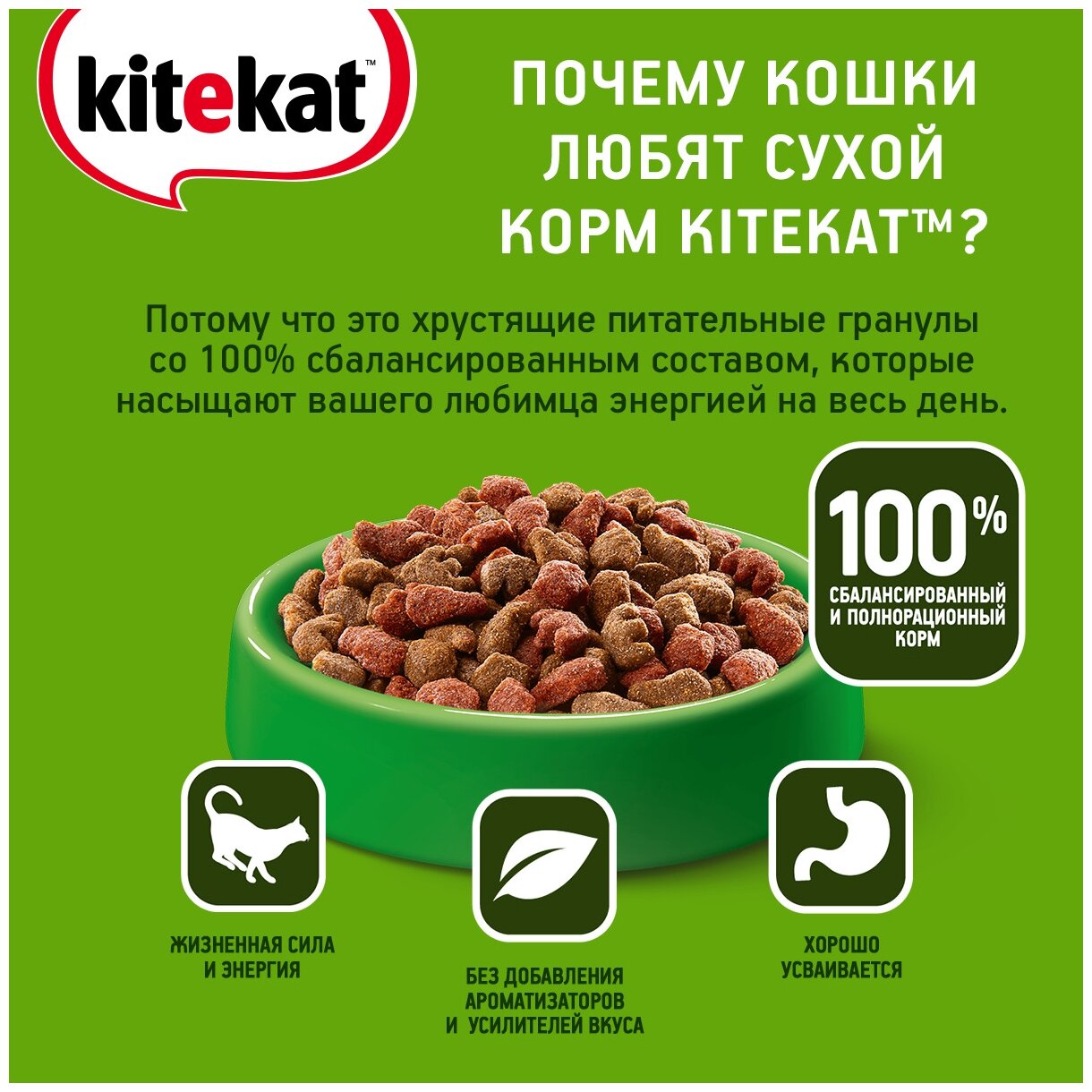 Kitekat корм для взрослых кошек, с аппетитной телятиной 1,9 кг