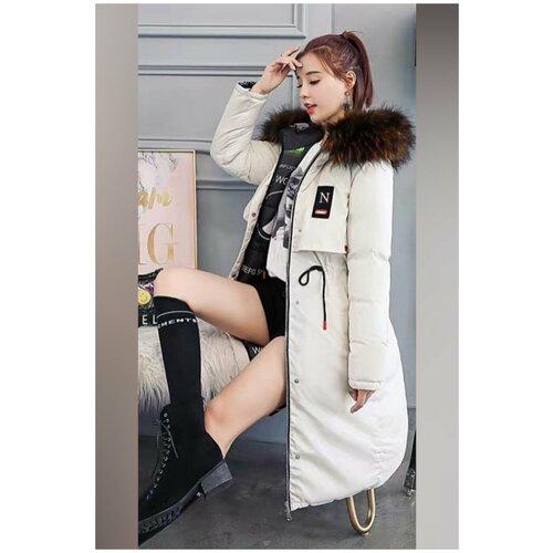 фото Пуховики и зимние куртки bgt пальто зимнее женское двустороннее с мехом белое. разм.42, белый