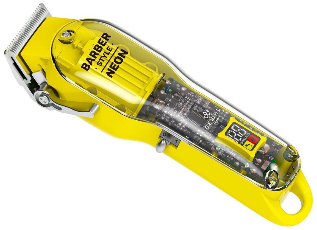 Машинка для стрижки DEWAL PRO BARBER STYLE NEON YELLOW, желтая, аккум/сет, 6000 об/мин, нож 45 мм, 0,8 - 2,0 мм, 6 нас 03-081 Yellow - фотография № 9
