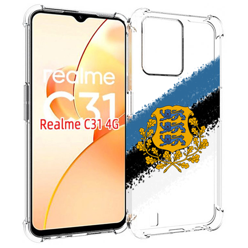 Чехол MyPads герб флаг эстонии-2 для OPPO Realme C31 задняя-панель-накладка-бампер
