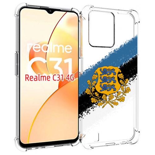 чехол mypads герб флаг армении для oppo realme c31 задняя панель накладка бампер Чехол MyPads герб флаг эстонии-2 для OPPO Realme C31 задняя-панель-накладка-бампер