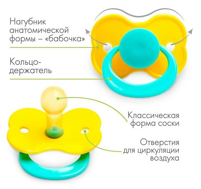 Крошка Я Соска-пустышка латексная классическая «Карамелька» с кольцом, от 0 мес., цвета микс - фотография № 9