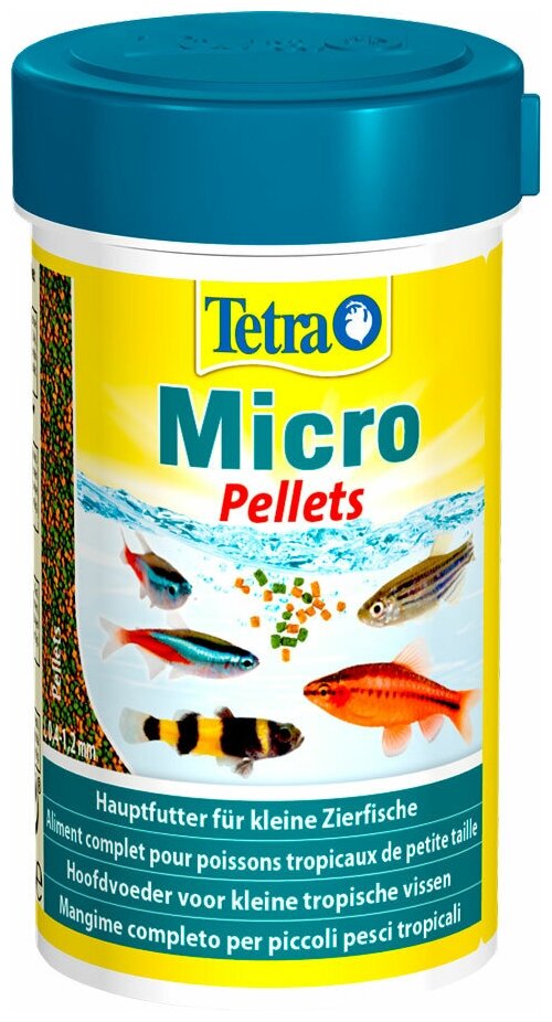 TETRA MICRO PELLETS корм пеллеты для мелких тропических рыб мелкие пеллеты (100 мл)