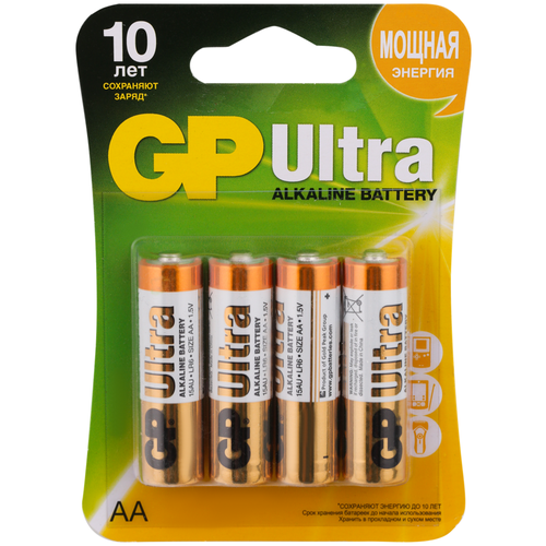 Элемент питания GP Ultra 15AU-CR4 Ultra 40/160 AA, 4шт