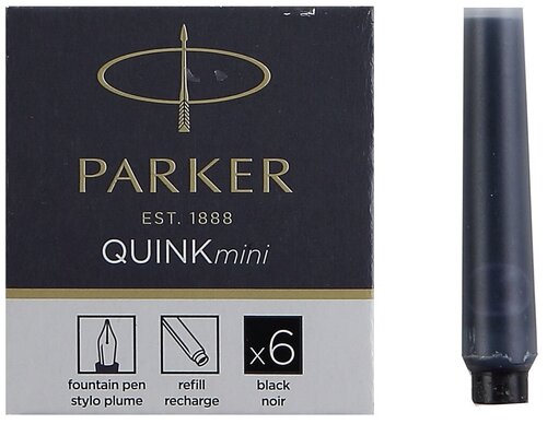 Набор картриджей для перьевой ручки Parker Quink Mini Cartridges Z17, чёрные чернила