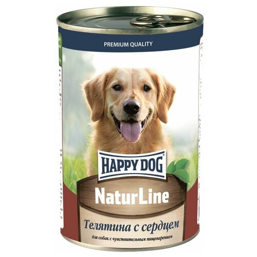 Консервы для собак Happy Dog NatureLine (Телятина с сердцем), 410 гр. По 12 шт.