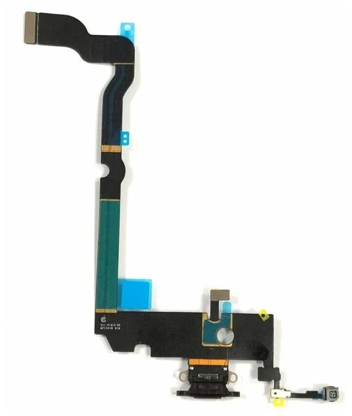 Нижний шлейф для iPhone Xs Max (Original) с разъемом зарядки и микрофонами Черный