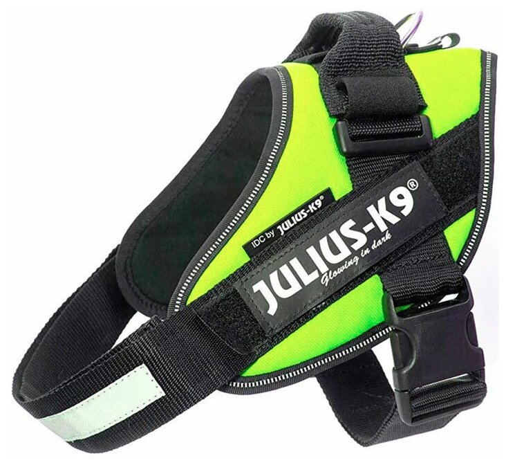 JULIUS-K9 шлейка для собак IDC-Powerharness 1 (63-85см/ 23-30кг), зеленый неон . - фотография № 3