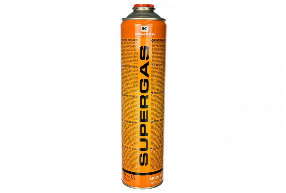 Баллон с газом KEMPER SUPERGAS (резьб. бал, 600мл/336гр,Бутан70/Пропан30%, темп 1900/2850С) - фото №1