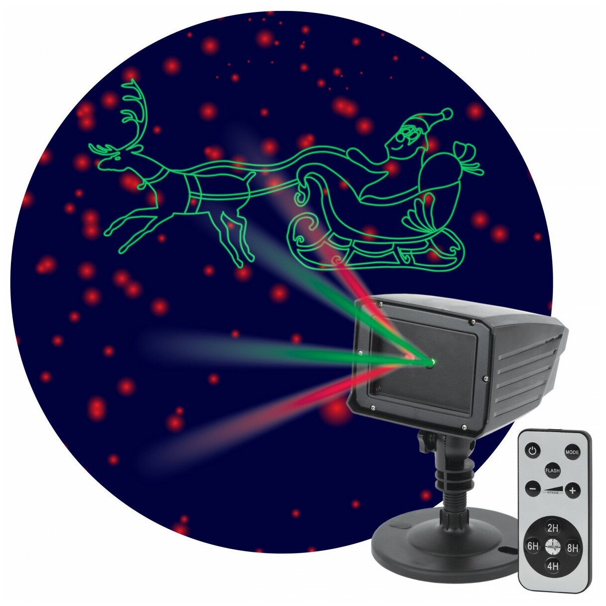 ЭРА ENIOP-02 ЭРА Проектор Laser Дед Мороз мультирежим 2 цвета, 220V, IP44 (12/180)
