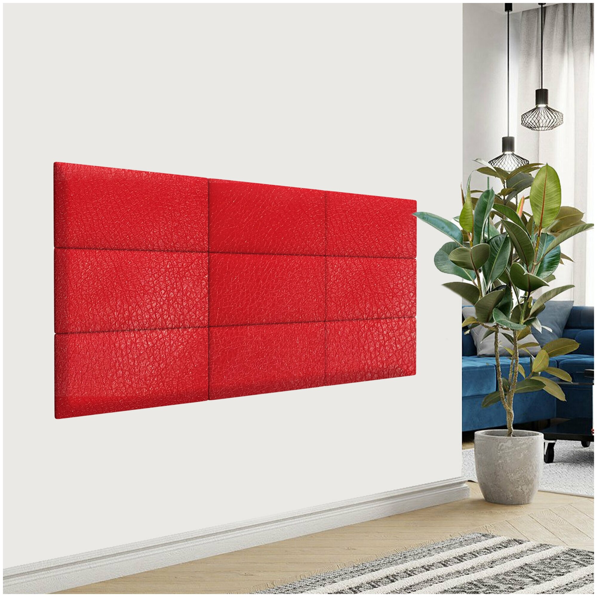 Шумо звукоизоляционные мягкие панели Eco Leather Red 30х60 см 1 шт. - фотография № 2