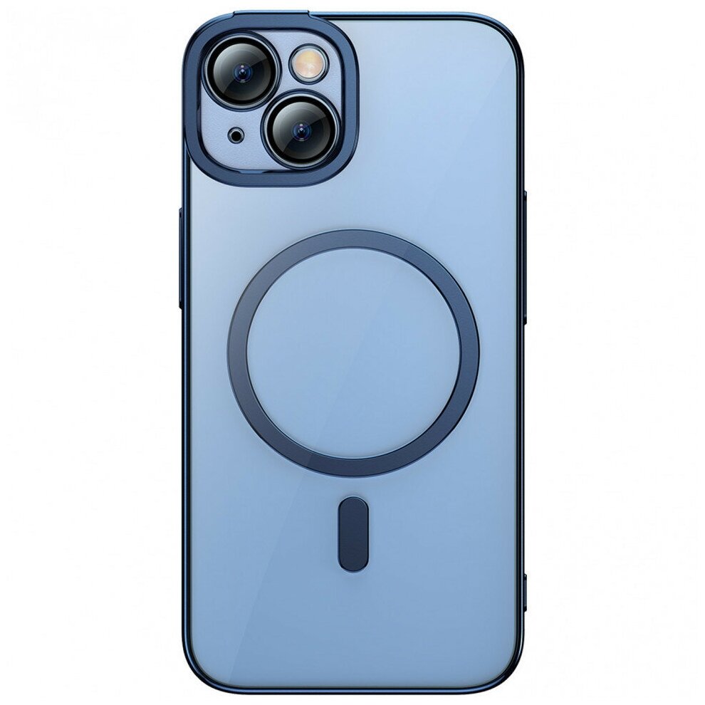 Baseus для iPhone 14 чехол Glitter Magnetic PC case +Tempered glass Blue, шт