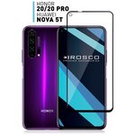 Защитное стекло для Honor 20, Honor 20 Pro, Huawei Nova 5T (Хонор 20 Про, Хонор 20, Хуавей Нова 5Т) Закалённое, олеофобное покрытие, ROSCO с рамкой - изображение