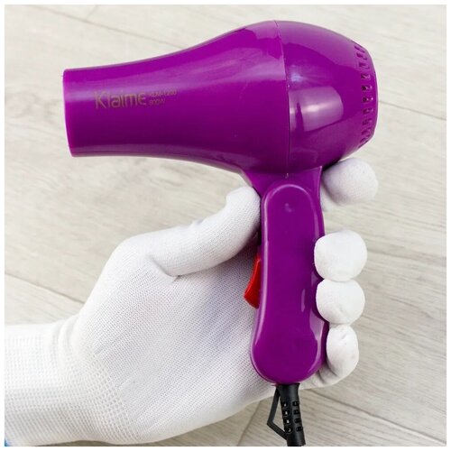 Фен для волос дорожный со складной ручкой Klaime KLM-1200 2 скорости 1 режим нагрева 600 Вт фиолетовый 54500₽
