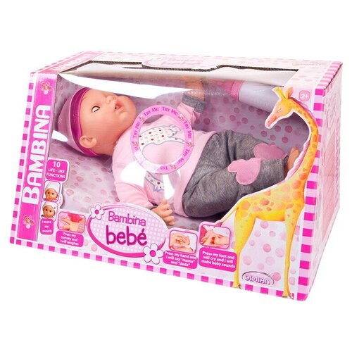 Кукла DIMIAN Bambina Bebe Пупс 40 см, с живой мимикой, со звуковыми эффектами куклы и одежда для кукол dimian кукла пупс bambina bebe 40 см