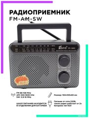 Радиоприемник AM-FM-SW питание от сети 220В FP-1603серый Fepe