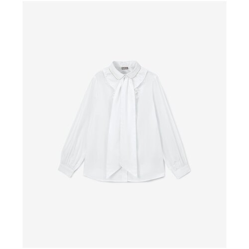 Блузка с рюшей белая Gulliver, размер 128, модель 222GSGMC2201