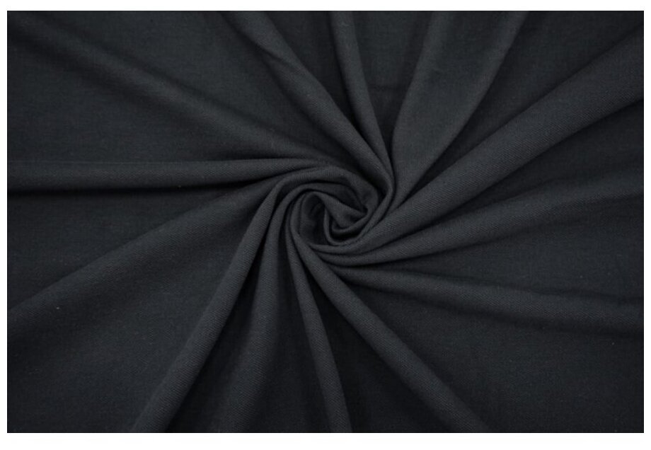 Ткань для шитья одежды и рукоделия. Кулирка с лайкрой цвет Черный, отрез ткани: длина 120см ширина 180см.