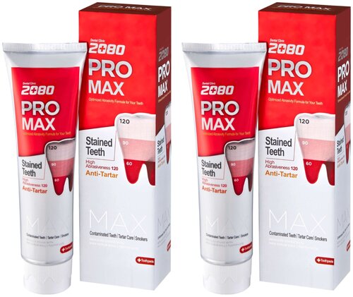 Зубная паста максимальная защита Dental Clinic 2080 Pro Max Toothpaste 120г*2 шт.