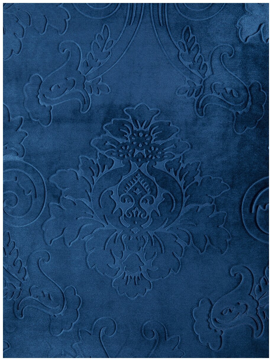 Портьера ТД Текстиль бархат Корона с тиснением ширина 200см, высота 270см, цвет синий - фотография № 5