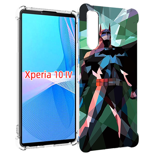 Чехол MyPads полигональный-бэтмен-арт для Sony Xperia 10 IV (10-4) задняя-панель-накладка-бампер