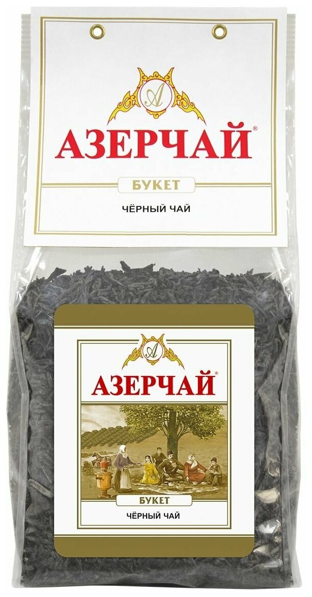 Чай листовой черный Азерчай Букет, 400 г, прозрачная упаковка