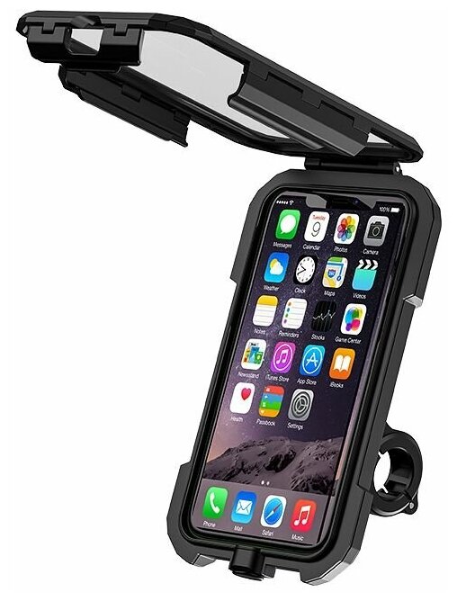 Держатель телефона Kewig M18S-A1 4.7-6.1 inch с беспроводной зарядкой Qi 15W / USB Type C на руль мотоцикла, велосипеда, скутера, самоката, квадроцикла