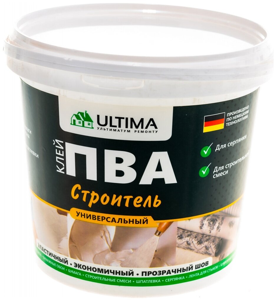 фото ULTIMA Клей ПВА строитель ведро, 2,3кг, ULTSTR23