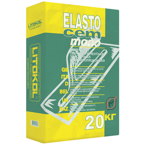 Обмазочная гидроизоляция Litokol Elastocem Mono, 20 кг