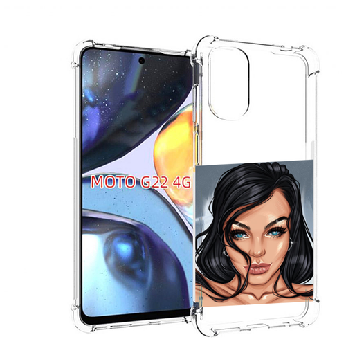 Чехол MyPads голубые-глаза-у-брюнетки женский для Motorola Moto G22 4G задняя-панель-накладка-бампер