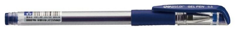 Набор из 12 штук Ручка гелевая Deli E6600blue прозрачный диаметр 0.5мм синие чернила резиновая манжета резиновая манжета