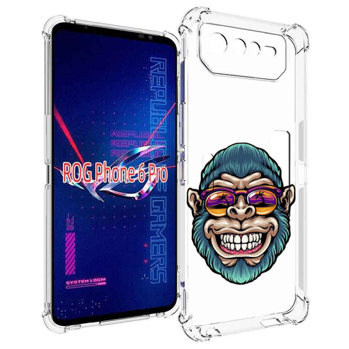 Чехол MyPads обезьяна улыбается для Asus ROG Phone 6 Pro задняя-панель-накладка-бампер