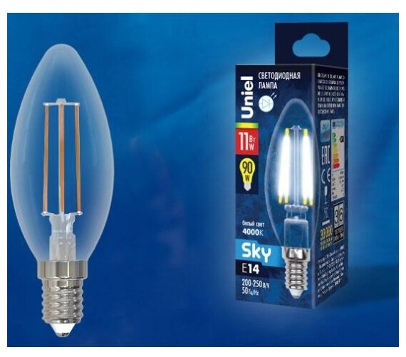 Светодиодная лампа Uniel LED-C35-11W/4000K/E14/CL PLS02WH