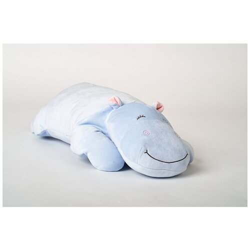 Игрушка мягконабивная LEOSCO Бегемотик лежащий голубой 60 см