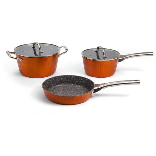 Набор посуды / 5 предметов / GALAXY LINE GL9515 / оранжевый / антипригарное покрытие
