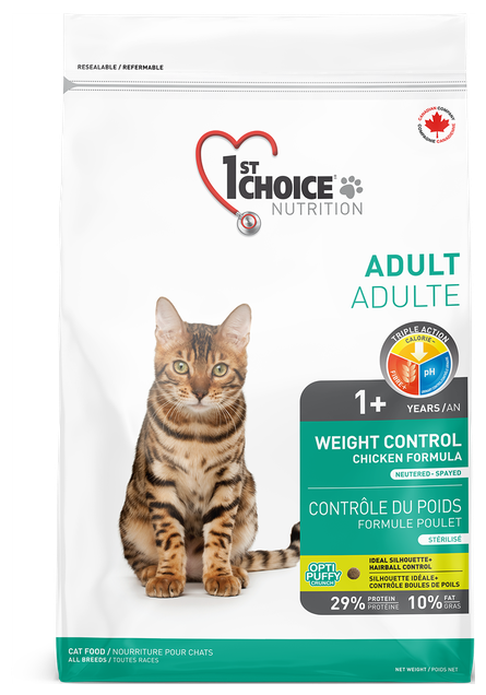 1ST CHOICE Weight Control сухой корм для кошек, профилактика избыточного веса, Цыпленок 2.72 кг.