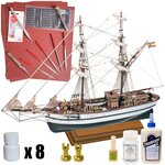 Бригантина Aurora, модель парусного корабля OcCre (Испания), М.1:65, подарочный набор для сборки+ держатели, основание, инструменты, краски, клей, лак - изображение