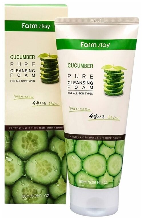 Farmstay пенка для умывания с экстрактом огурца Cucumber Pure Cleansing Foam, 180 мл