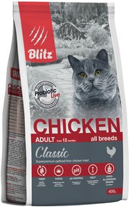 Blitz Classic Chicken Adult Cats All Breeds с курицей для взрослых кошек всех пород 400 г