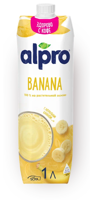 Напиток растительный Alpro соевый со вкусом банана, 2 л - 2 пачки по 1 л - фотография № 3