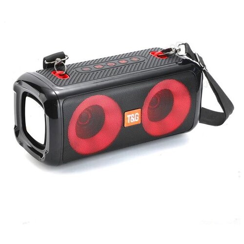 Портативная беспроводная блютуз колонка TG641 со светодиодной подсветкой музыкальный стерео-динамик с FM-радио и встроенным микрофоном чёрная 175500₽